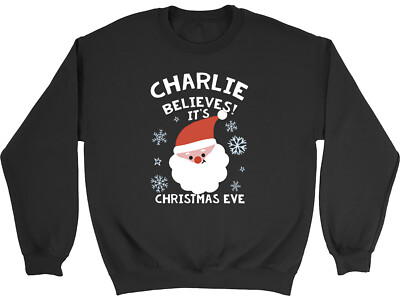Personalisiertes It's Christmas Eve Kinder Sweatshirt Santa Schnee Xmas Jungen Mädchen Pullover