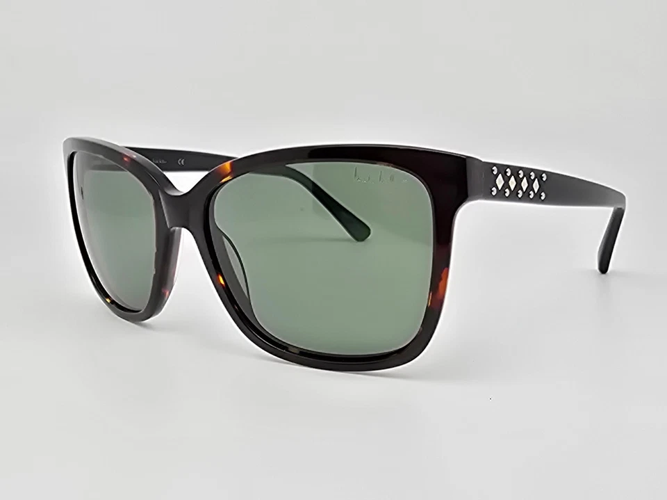Gafas de sol Nicole Miller Ryder CA02 marco negro tortuga lentes verdes polarizadas Foto 3 de 4