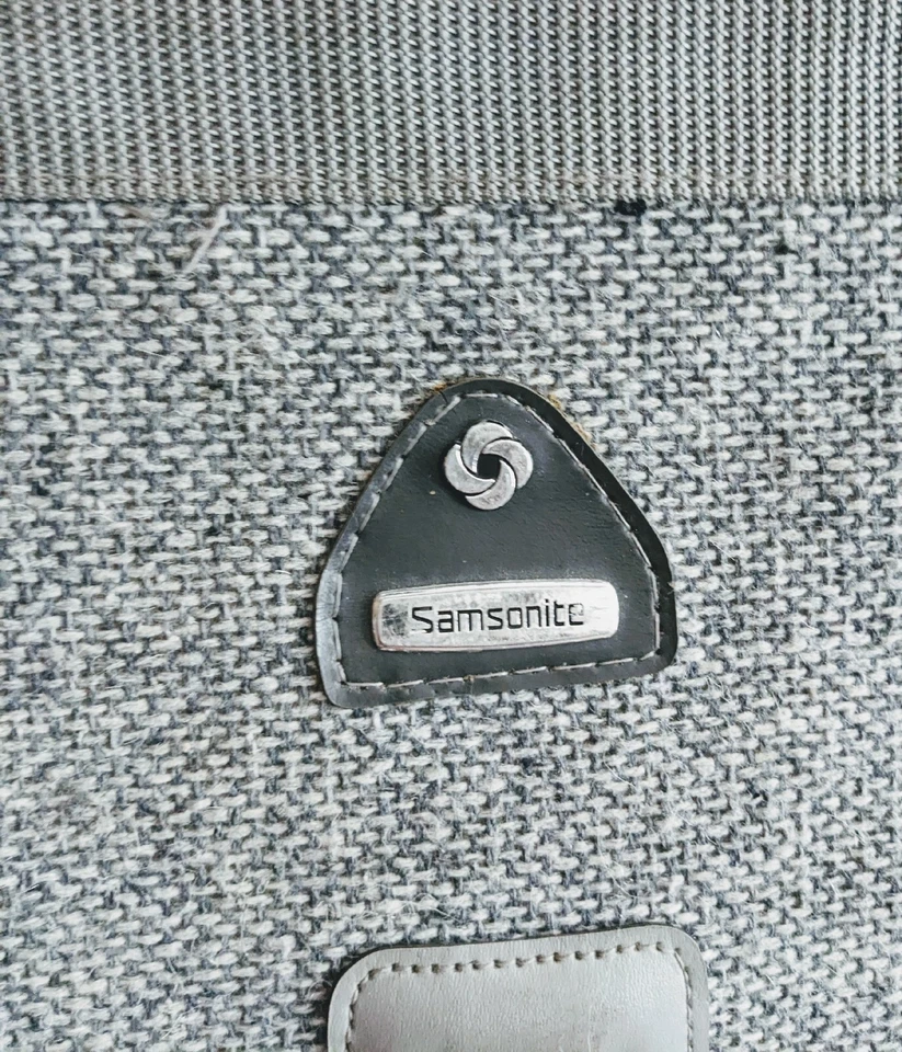 Bolso de hombro vintage Samsonite gris tweed lana ropa equipaje de viaje plegable doble Foto 2 de 4