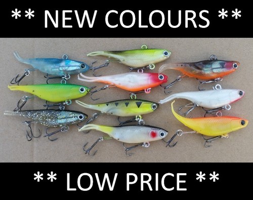 *RANDOM COLOURS* 10 Vibe Soft Plastics Fishing Lures 80mm 90mm Mullet ...