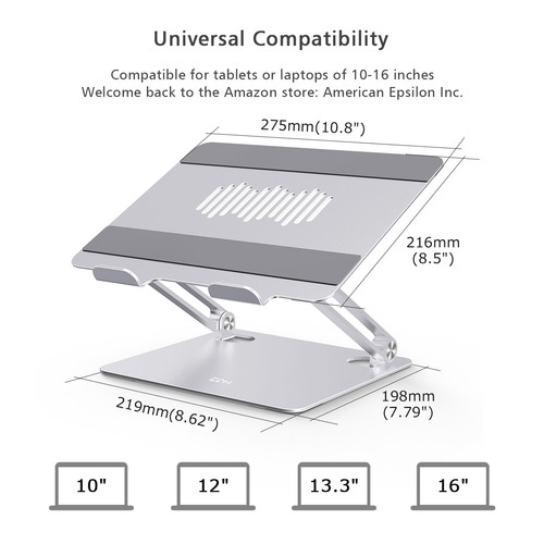 Stojak na laptopa Ergonomiczny przenośny podnośnik do laptopa Regulowana wysokość Uchwyt na laptopa - Zdjęcie 7 z 33