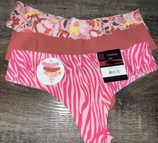 No Boundaries  3-Pair Womens Thong Underwear Panties Nylon Blend Seamless  M
