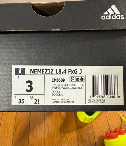 Adidas Kids' Nemeziz 18.4 FG Soccer Cleats CM8509 Volt/Blue Size 3 - Picture 8 of 9
