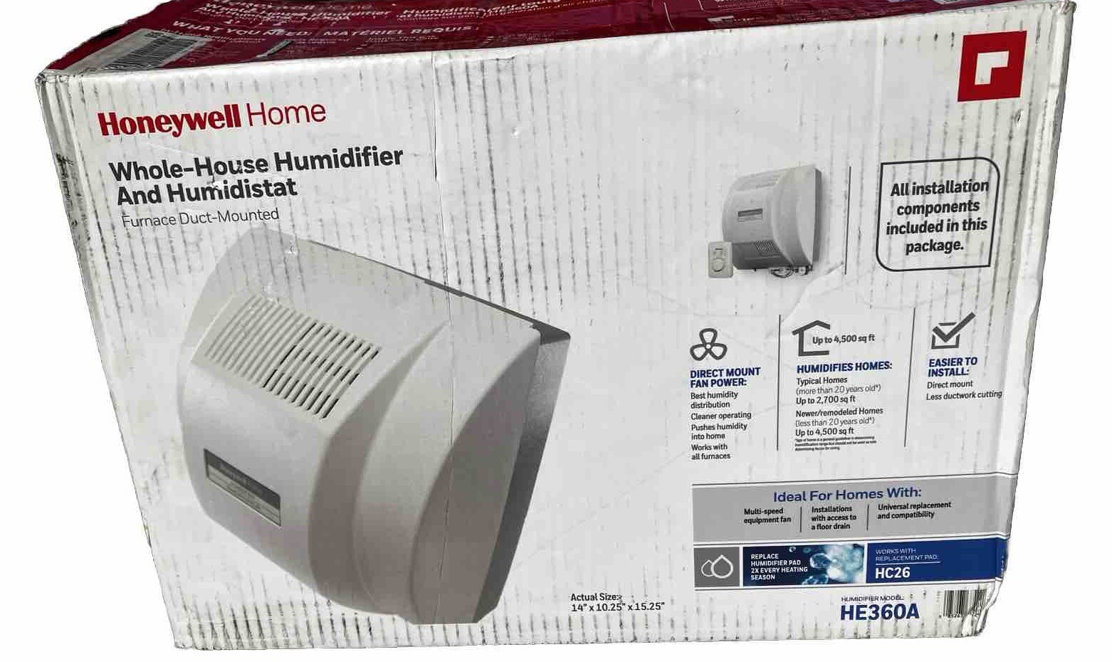 Honeywell HE360A Whole House FanPowered Humidifier with Installation