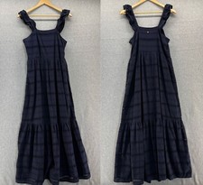 Touche Balneaire Size Large Maxi Dress Navy Blue Sleeveless Tank Cotton Blend