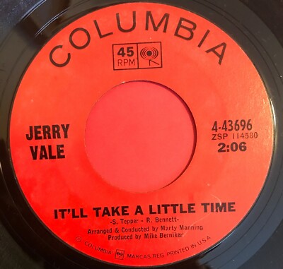 Jerry Vale 45 RPM - It'll Take A Little Time / Palermo - Columbia 4-43696