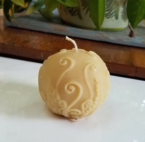 Fern Sphere Candle Handcrafted USA 100% Natural Bees Wax Swift Farms CT - Picture 4 of 6
