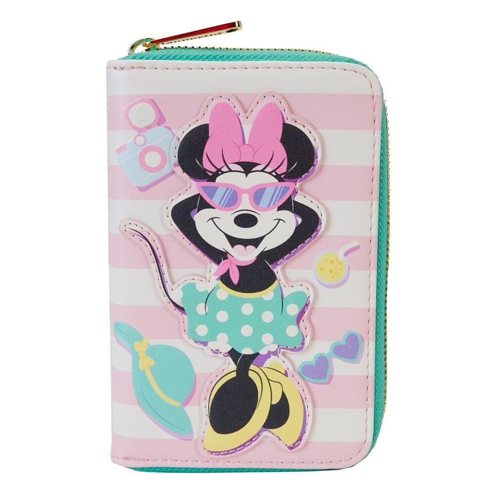 Disney Minnie Mouse Poolside Vacation Zip Wallet Multicolor Zipper Closure