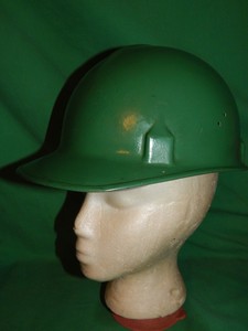 green fiberglass hard hat