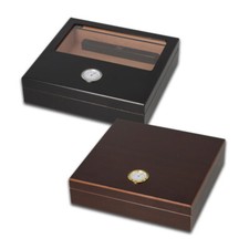 Humidor | für Zigarren | Schwarz | Braun | Sichtfenster | Set mit Befeuchter