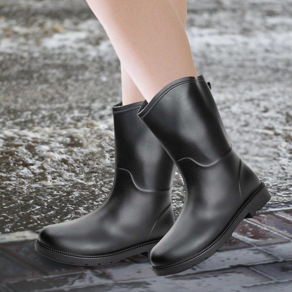 Women's Rain Boots Waterproof Mid Calf Rain Boots for Camping Hiking