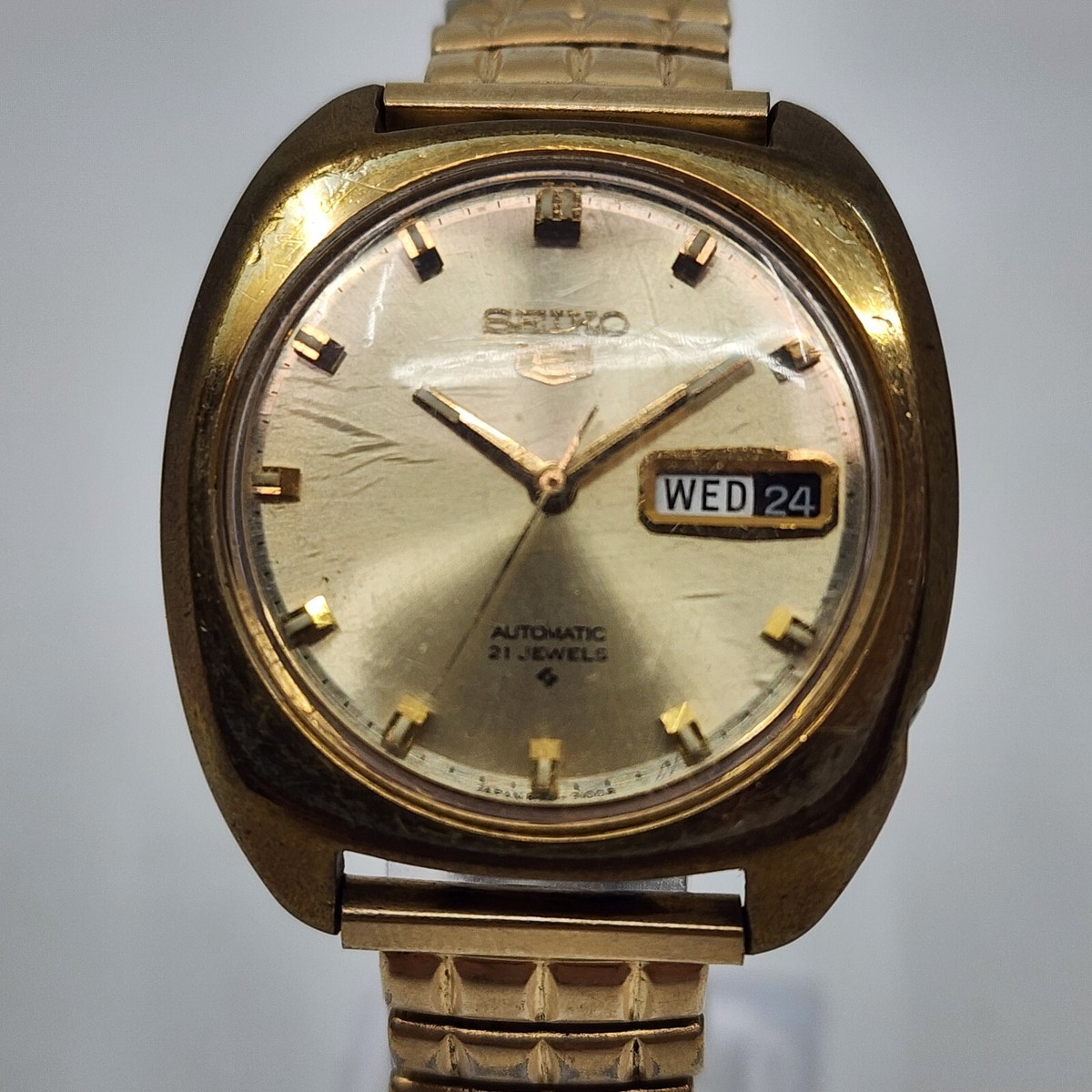 Men's Watch Vintage Seiko 5 6119-7103 21 Jewel Automatic Gold Tone