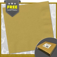 Unique Gold Lunch  Party 2-Ply Napkins 6.5" x 6.5" - Made in The USA - 50 PACK 