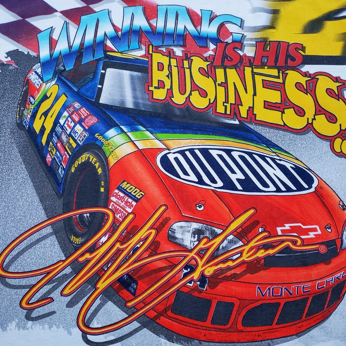 Vtg 90s Jeff Gordon Tshirt Chase Nascar Racing AOP All Over Print