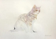 Cat, Animal, Watercolor artwork, Handmade, Original painting on paper