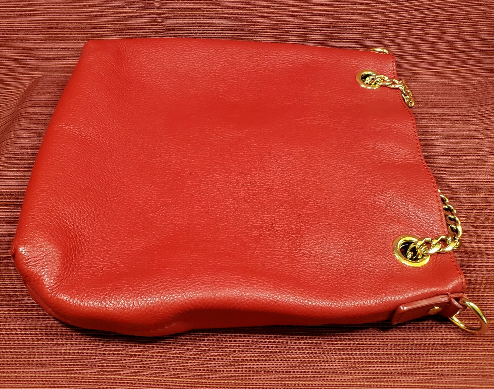Michael Kors Red Pebbled Leather Shoulder Bag With Go… Gem