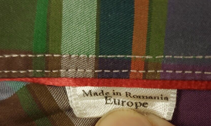 Eton Contemporary Fit Spread Collar Plaid Dress Shirt 17.5/44 (Measures