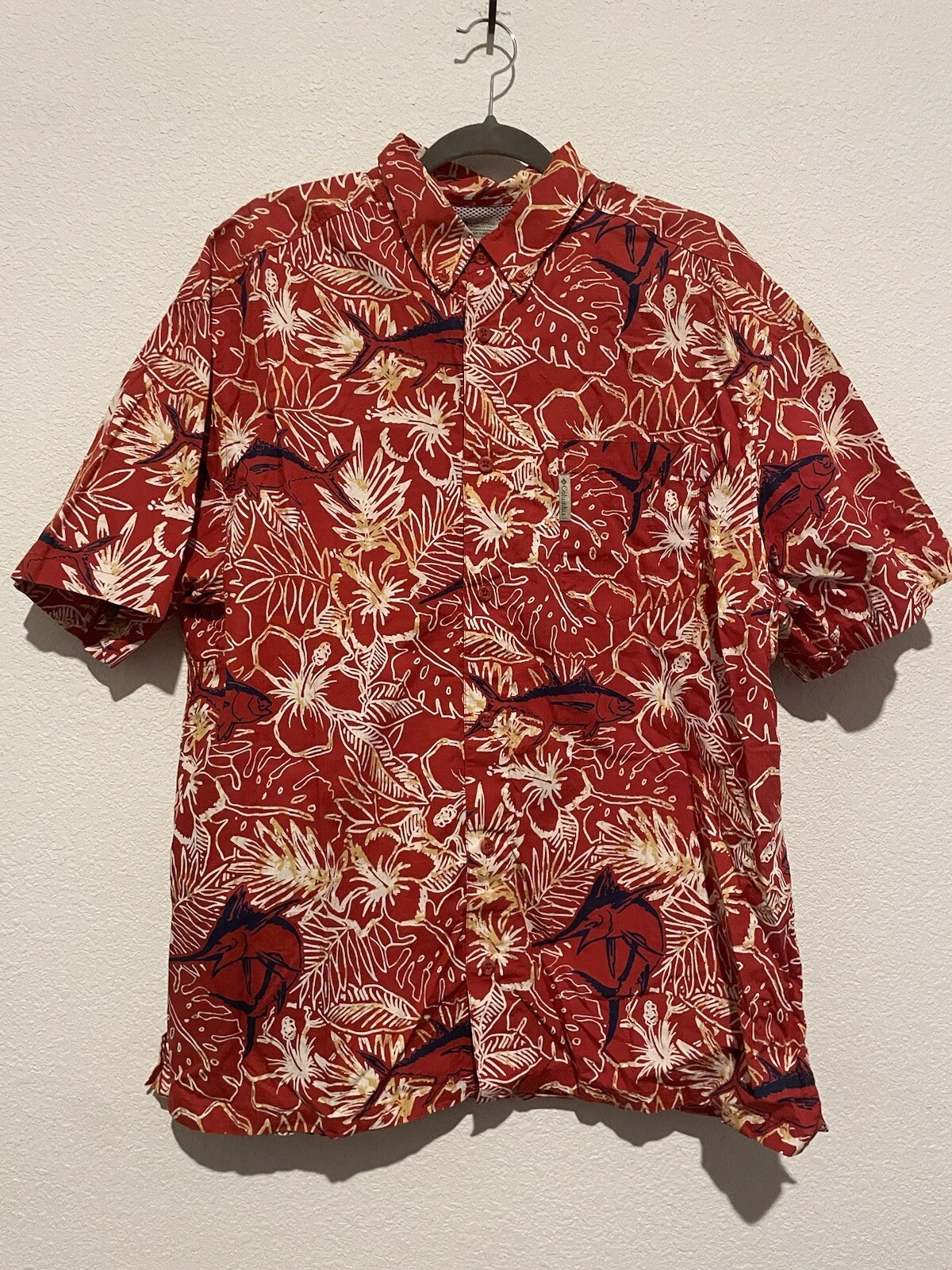 Columbia Men Size Large PFG Performance Fishing Multicolor Floral Shirt