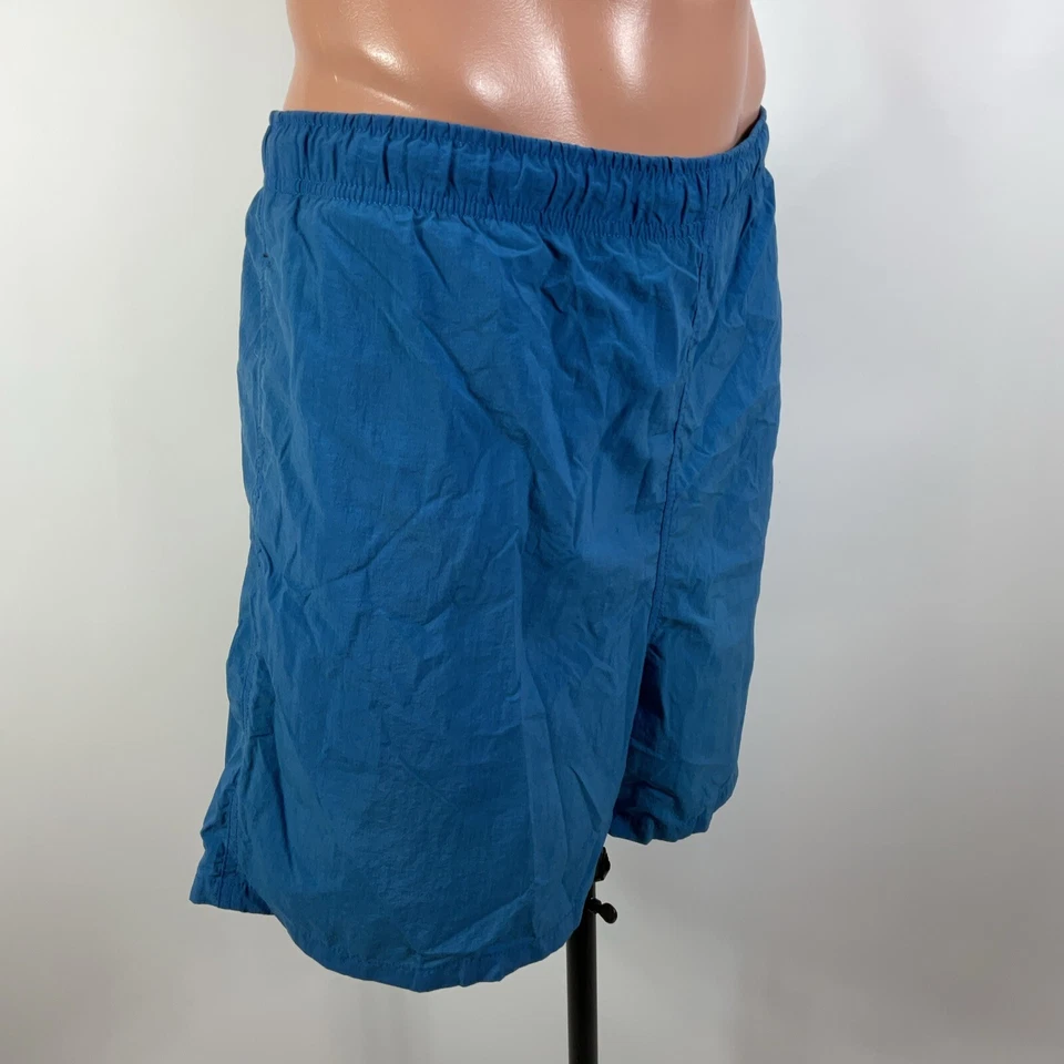 Vtg Trader Bay Men’s Blue Swim Trunks Size Large Elastic Waist Pockets Striped - Image 3 of 4