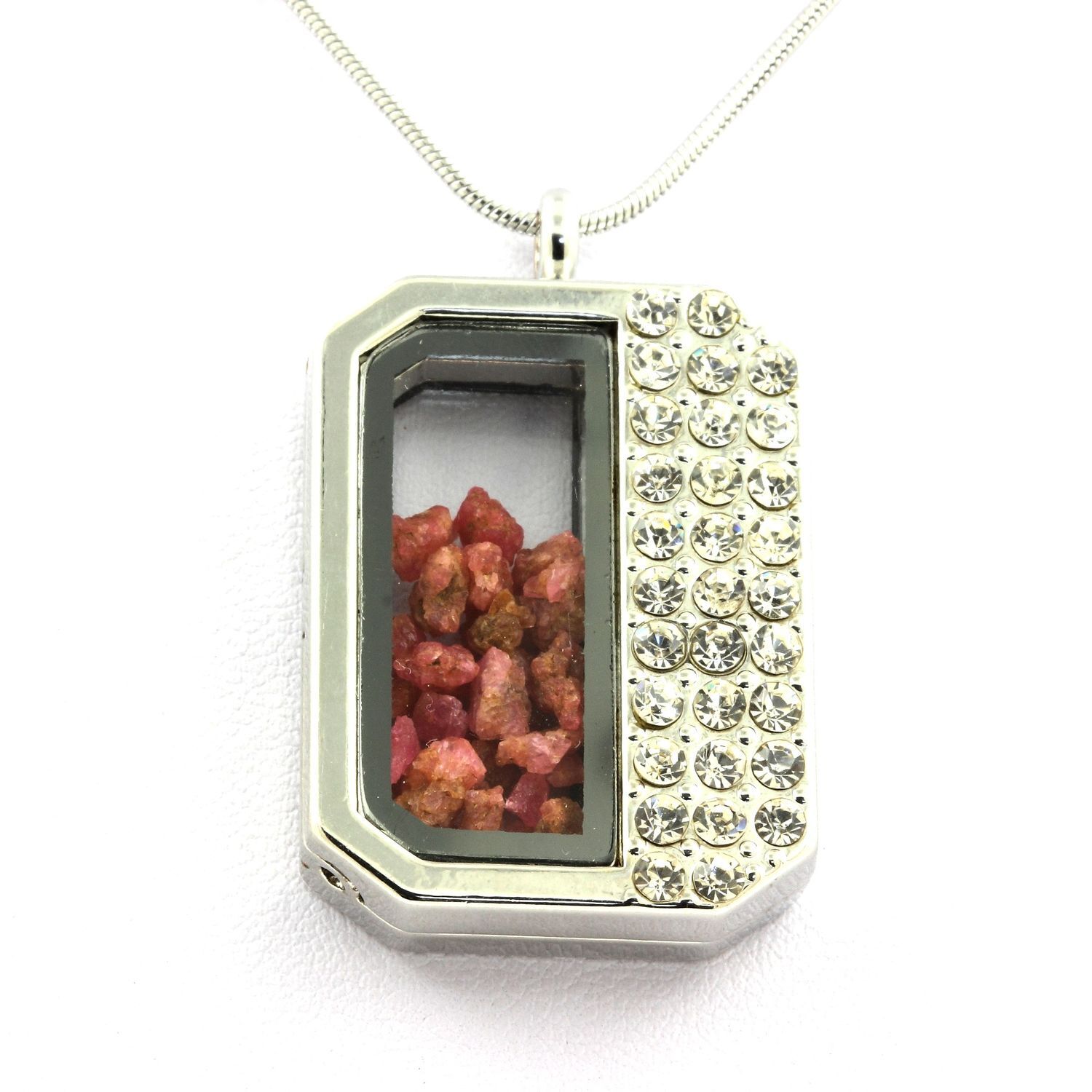 Collier spinelle brut modèle demi-rectangle pour femme en pierre naturelle