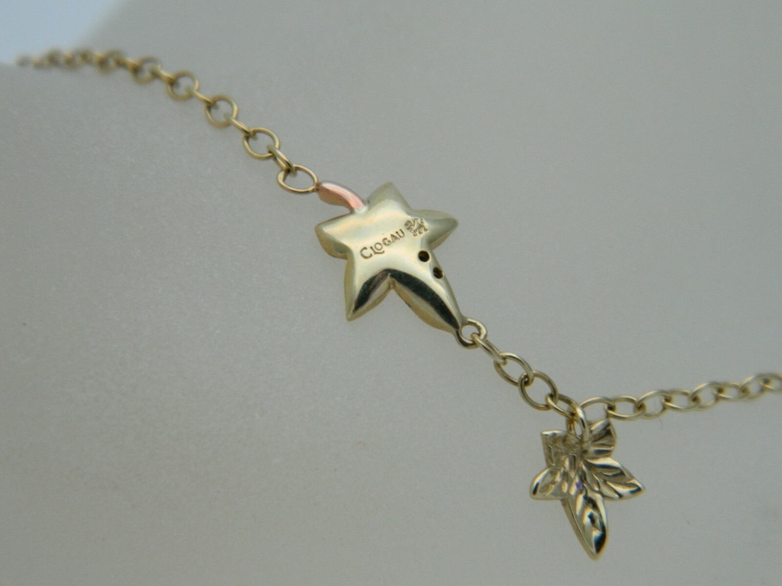 Welsh Clogau 9ct Yellow & Rose Gold Emerald Ivy Leaf Bracelet RRP £300.