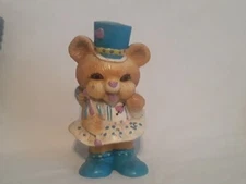 Vintage Bear Coin Bank Hard Plastic 1984 Circus Teady Small World Imports HK