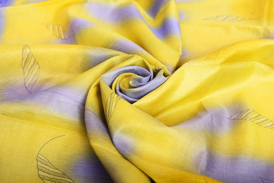 Saris vintage 100 % pura seda crepé impresa tela artesanal 5 yardas vestido hacer sari Foto 2 de 3