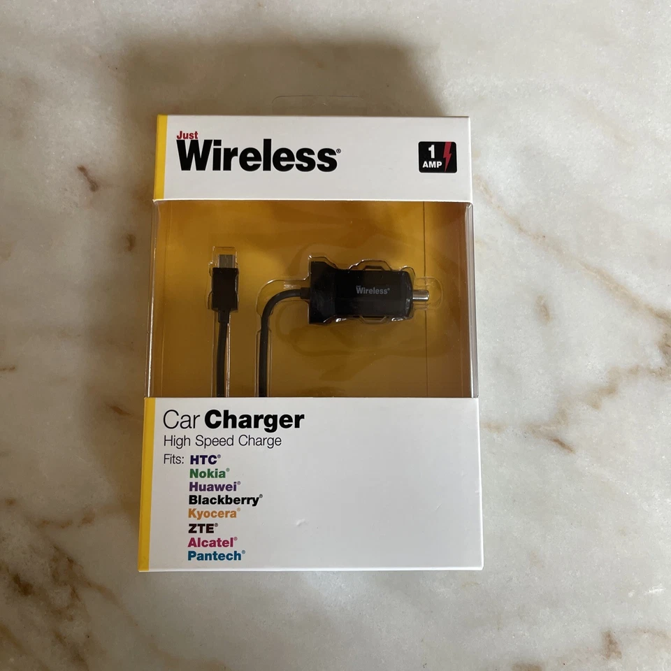 Cargador de coche Just Wireless 1 AMP negro ~ carga de alta velocidad ~ caja sellada nueva Foto 4 de 4