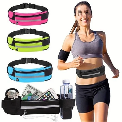 Sacoche Banane Running Porte Bidon Noir – Ceinture Course Sport - Photo 1/4