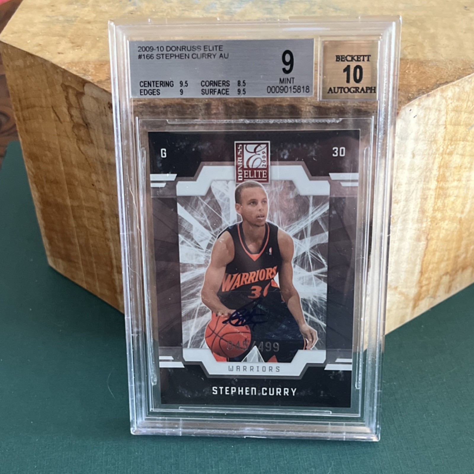 2009 Panini Donruss Elite Stephen Curry #166 Rookie Auto /499 BGS 9 auto 10