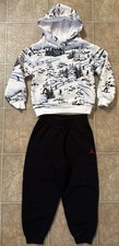 Kids Air Jordan Holiday Pullover Fleece Hoodie Sweatpants Black/White Size 5