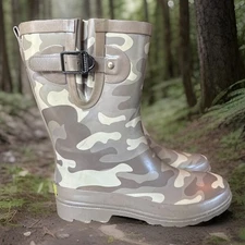 Western Chief Size 7 Womens Mid Sand Camo Rain Rubber Boots Shoes Fisherman