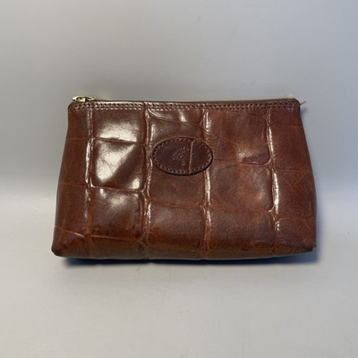 Mulberry Täschen/Schlüsseltasche Leder Krokodil Reißverschluss Vintage #B3 2/2