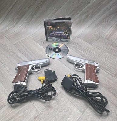 Time Crisis with gun Sony PlayStation 1 PS1 PAL Platinum NAMCO X2 Scorpion Gun