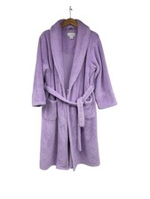 Oscar De La Renta Purple Plush Soft Fuzzy Tie Waist Bath Robe Lounge Womens S/M
