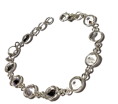 B E R G K R I S T A L L Edelstein HANDGEFERT. 925 Sterlingsilber Schmuck Armband