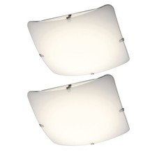 Set of 2 Modern Glass Flush LED Ceiling Lights Low Energy Living Hall Lighting