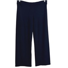 Eileen Fisher Knit Wide Leg Cropped Pants Womens XS Black Pull-On Minimalist