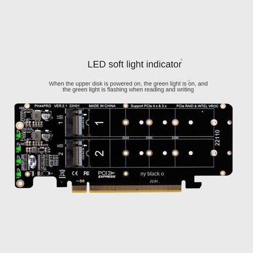 Carte NVME Face à 4 Disques PCIeX16 Vers M.2 M-Key NVMEx4SSD 2U Serve5964 - Afbeelding 9 van 10
