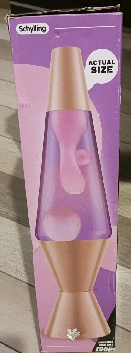 Lava Lamp Classic 14.5 inch Rose Gold Pink Lava Purple Liquid