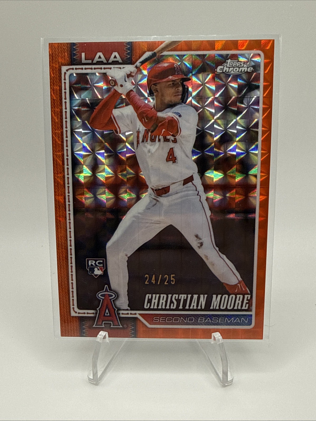 2026 Topps Chrome Christian Moore #232 RC Orange Geometric /25 Angels