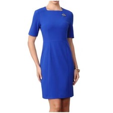 TAHARI ARTHUR S. LEVINE Sheath Dress Royal Blue Short Sleeve Work Business 2