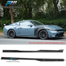 For 24-26 Ford Mustang Side Skirt GT500 Style Rocker Panel Gloss Black Extension