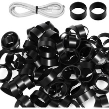 Silicone Cable Ties 100 PCS Small Black Rubber Bands Heavy Duty Wide Wire Cord
