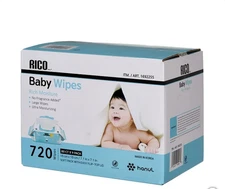 RICO Baby Wipes 720 Count Unscented Soft Thick Hypoallergenic New