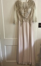 May Queen Mother Of Bride Dress Women's Small Champagne Sequined Appliqu Long