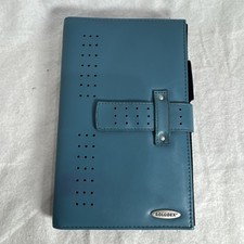 Vtg Rolodex Teal Faux Leather Personal Organizer Unisex Wallet Card Sleeves