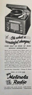 Motorola Radio Phonograph After Victory Making Handie Talkies Print Ad 1945
