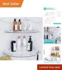 Clear Acrylic 2-Pack Corner Shower Shelves with Strong Adhesive - No Drilling
