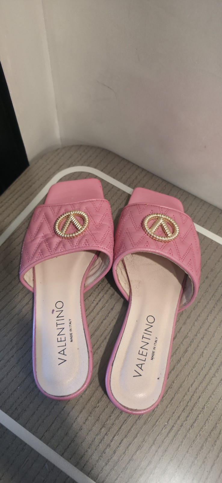 Valentino Africa Italian Leather Slide Sandals Pink Women's Size 7 thumbnail 4